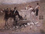 Nicolae Grigorescu Girls and Young Men by the Well oil painting picture wholesale